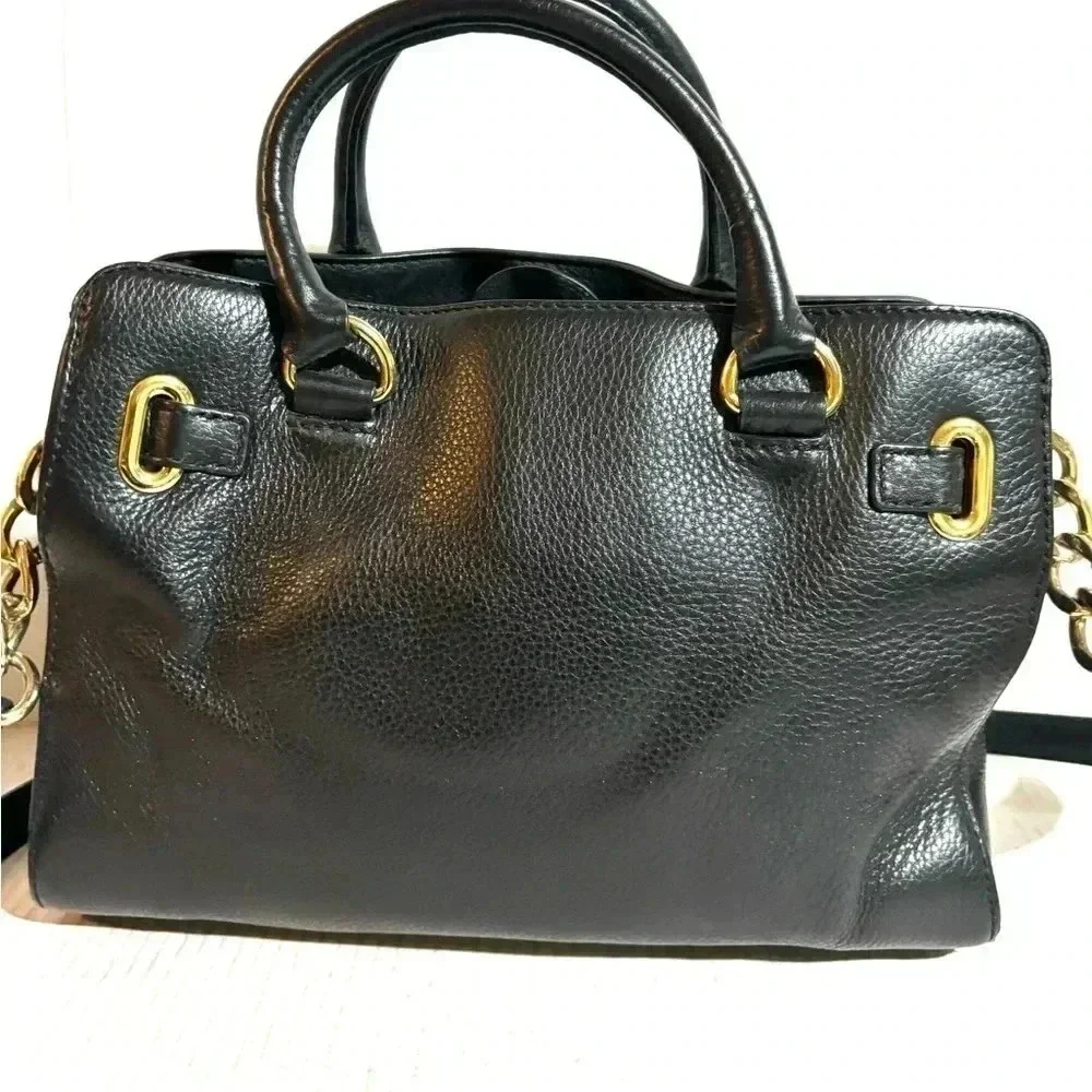 Michael Kors black leather satchel handbag